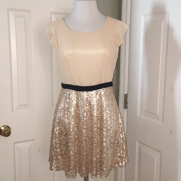 Gold Sequin Homecoming Cocktail Dress